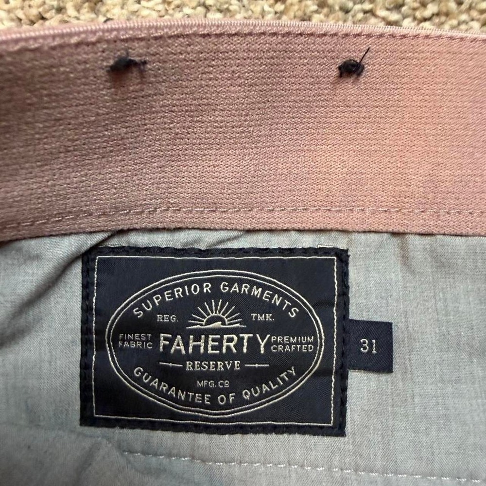 Faherty preppy casual Shorts Mens 31 pink 8 Inch Inseam Drawstring Chino - Picture 3 of 5